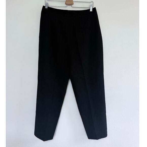 AKRIS black wool textured flat front textured cropped high rise dress pants - Picture 7 of 12